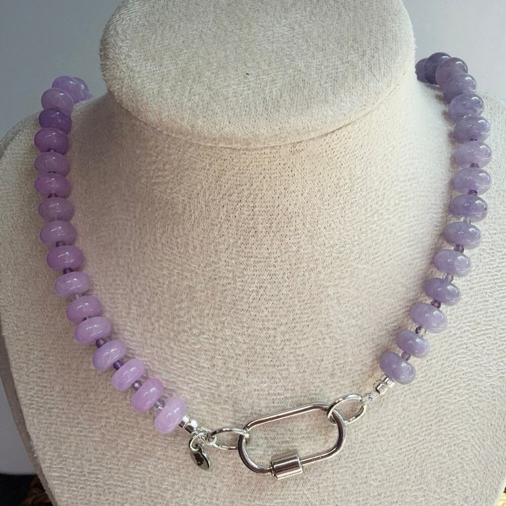 21" Ombre Purple Gemstone Necklace, Silver Tone Hardware, Celestial, Modern - Picture 2 of 5